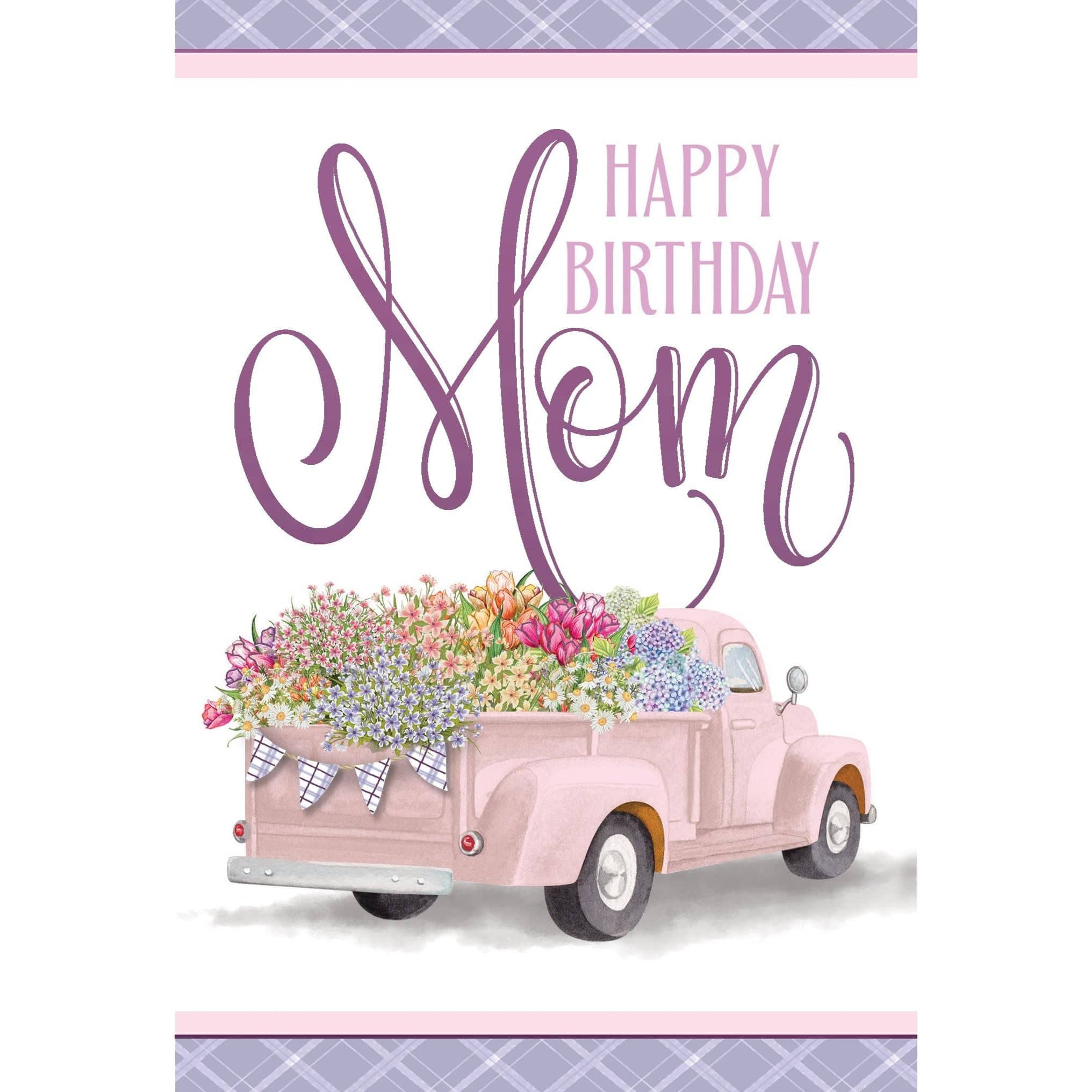 Pink pickup truck birthday card for mother by Pictura, featuring a colorful illustration on a cheerful everyday greeting card.